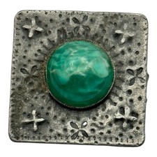 Vintage Arts & Crafts Green Stone Brooch
