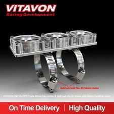 VITAVON Triple 40mm Soporte de Ventilador y Bloqueo de Cinturón Diámetro 42-56mm con 40mm Ventilador y Cubierta de Ventilador