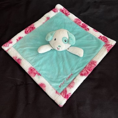 Betsey Johnson Plush Dog Floral Pink and Blue Lovey Blankie Security Blanket EUC