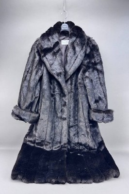 Pamela McCoy Collections Womens Black Faux Fur Long Coat Size M