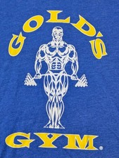 Gold's Gym T-Shirt Mens Large Blue Classic Logo Bodybuilding Weightlifting Tee