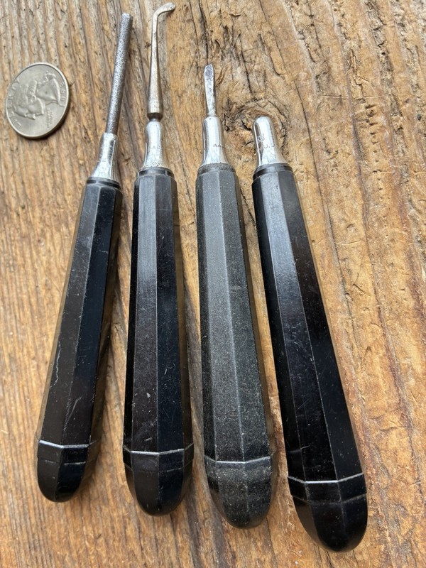 Vintage Set Of 4 SS White Co. Dental Tool Lot Antique Dentist c. 1870's- 1890