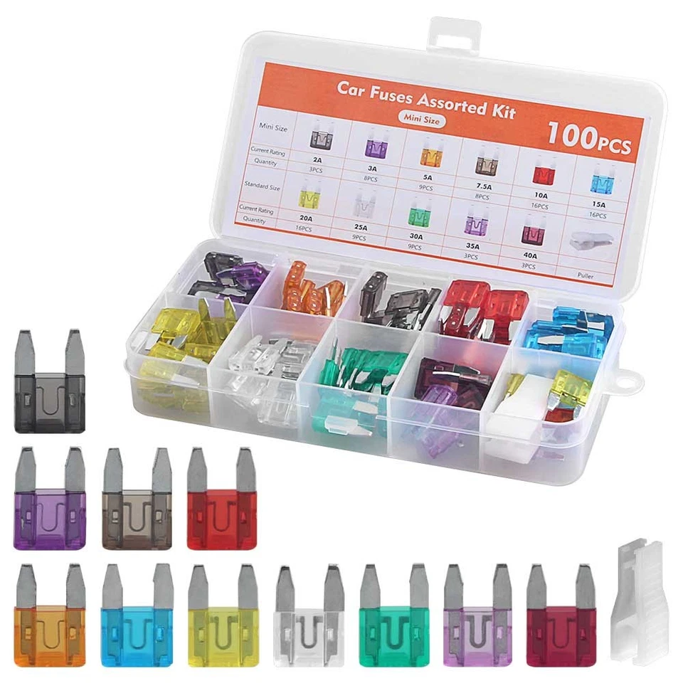 100x Mini Blade Fuses Boxed Assorted Car Van Bike Fuse Set 2 3 5 10 20 30 35 40A - Image 2 of 4