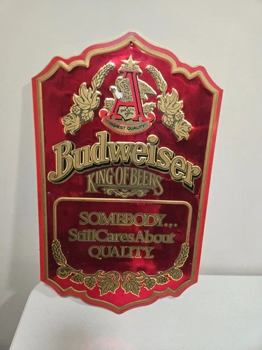Vintage Budweiser King of Beers Tin Sign 25.5" x 15" Bar Man Cave Wall Decor USA