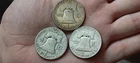 (LOT) FRANKLIN HALF DOLLAR : 1954 S, 1952 P, & 1949 P SILVER COINS 90% AUTHENTIC