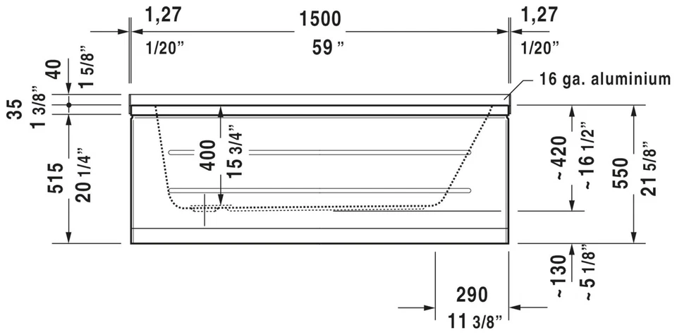Duravit 700095-REV D-Code 59" bañera acrílica caída - blanca Foto 2 de 4