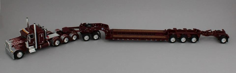 DCP 1:64 *RED & SILVER* Peterbilt 389 36" Flattop HEAVY HAUL Lowboy Jeep Stinger - Image 2 of 4