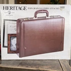 Heritage Briefcase Leather Burgundy Top Grain Attache Lockable Business New