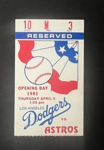 1981 Fernando Valenzuela Ticket Stub!!! Opening Day "Fernandomania" Started!!