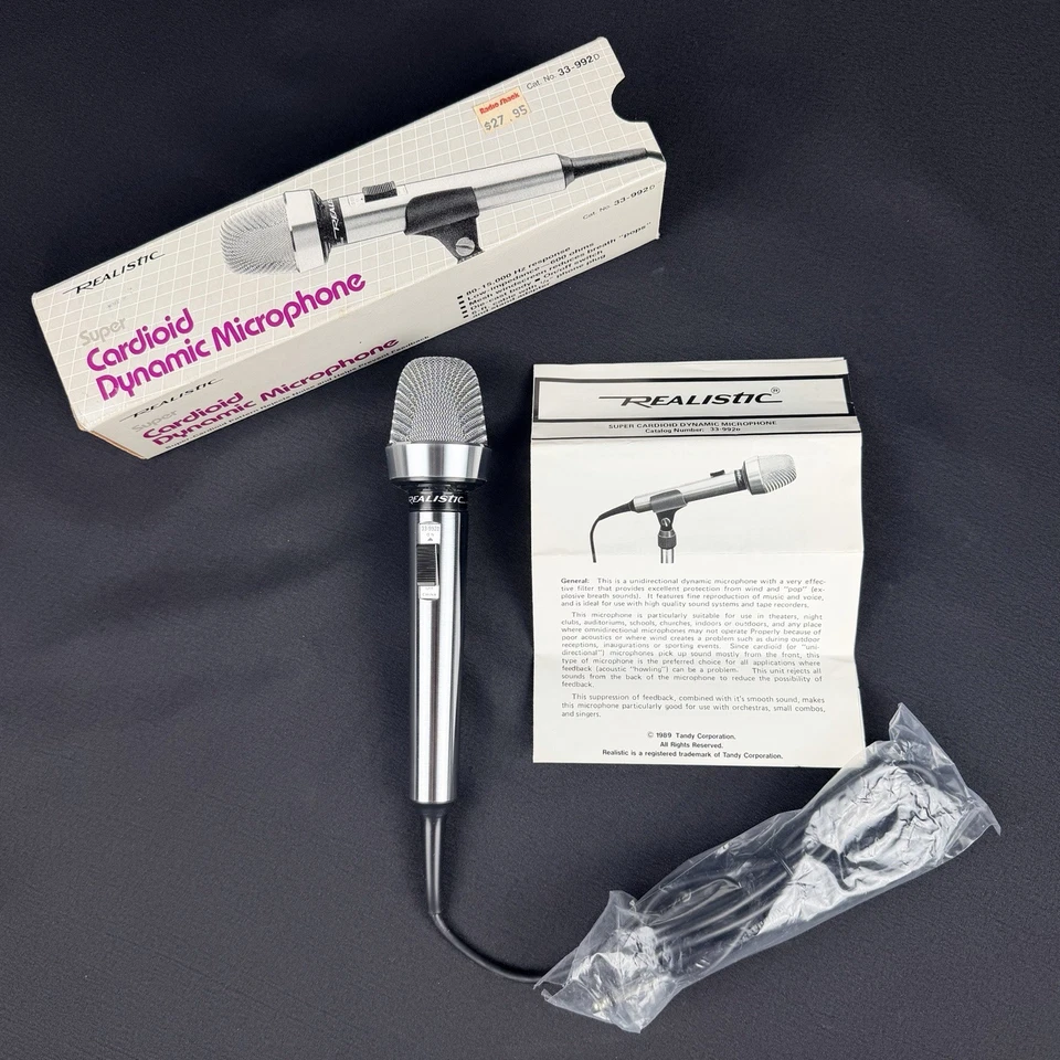 Realistic Super Cardioid Dynamic Microphone 33-9920 With Box And Manual - Image 2 of 4