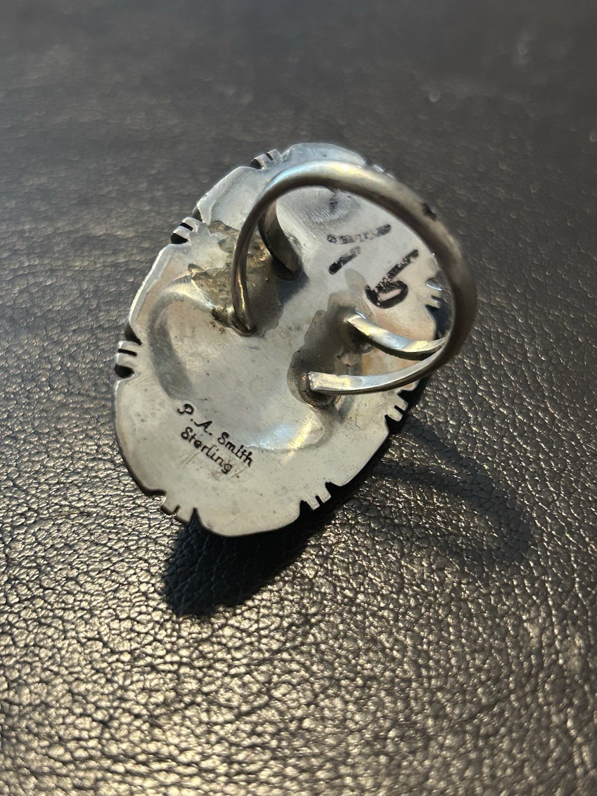 Native Signed Large Turquoise Ring - image 2