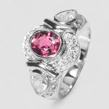 Stunning Pink Tourmaline 1.25Ct 925 Sterling Silver Handmade Fine Jewelry Rings