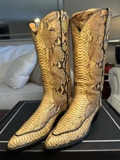 Stallion Women's Rare Natural Exotic Full Genuine Python Pointed Toe Boots 7.5C!