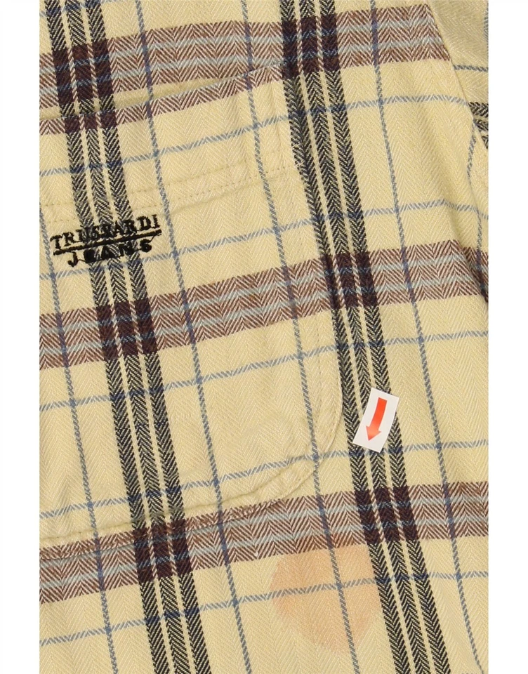 Camisa de franela grande beige a cuadros algodón TRUSSARDI JEANS para hombre US01 Foto 3 de 4