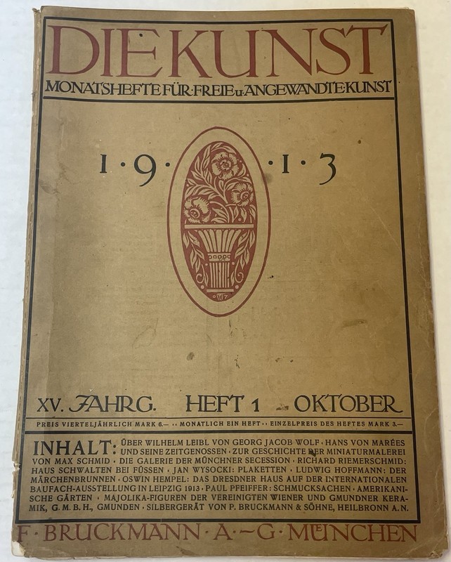 Die Kunst October 1913 Art Nouveau Applied Arts Journal Germany Antique
