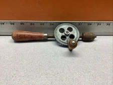 Vintage Hand Crank "Egg Beater" Manual 8.75” Long Drill RARE SMALL COMPACT SIZE