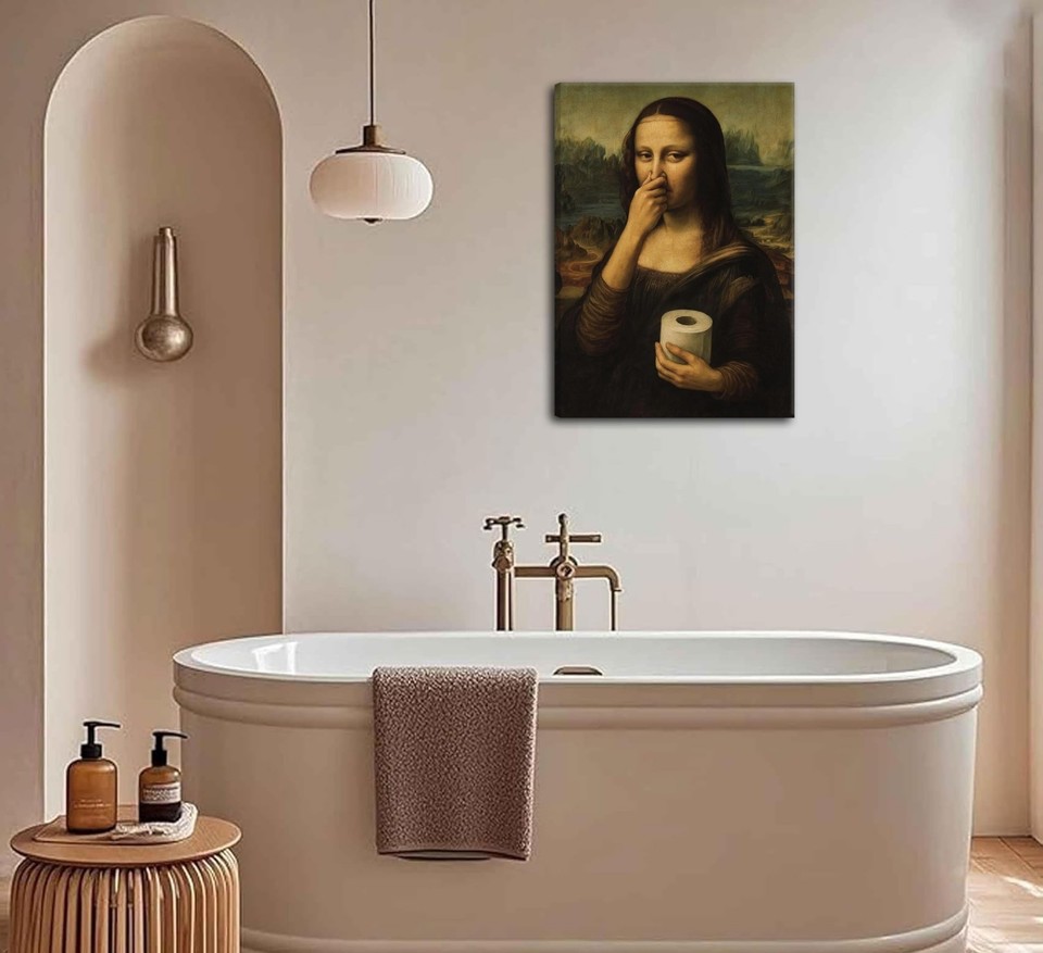 Funny Mona Lisa Toilet Paper Wall Art - Vintage Humor Bathroom Decor ...