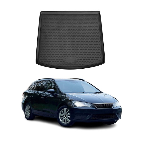 Kofferraummatte Kofferraumwanne FüR Seat Leon Kombi 2012-2020 Gummi TPE Schwarz-image