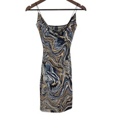 Windsor Size XS Womens Marble Sleeveless Bodycon Mini Dress Cowl Neck 