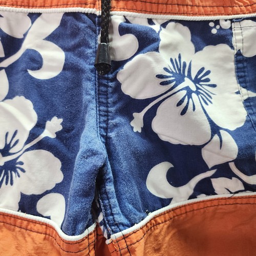 Diesel Men’s Orange & Navy Floral-Panel Swim Trunks Boardshorts – Size F - Picture 5 of 10