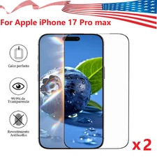 2Pack For iPhone 17 Pro Max Glass Screen Protector 9H Tempered Film Cover