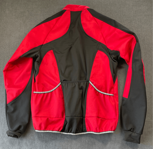 Mens Softshell Cycling Jacket L Red Black Thermal Fleece Lined Reflective Bike - Picture 7 of 10