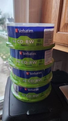 100 VERBATIM CD-RW 4X-12X High Speed Branded Logo 700MB Rewritable Disc 95155