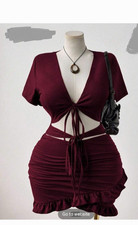 Plus Women's Cutout Mini Ruffle Dress