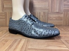 RARE SZ 13 M - Stacy Adams Amori Ostrich Quill Oxford Dress Shoes Croc Cap Toe