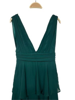 Lulus Tiered Gown Pleated in Emerald Green at Nordstrom, Size Small