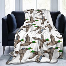 Mallard Duck Blanket Funny Throw Blanket, Soft Cozy Flannel Throw Blanket for...