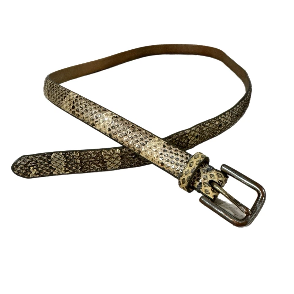 J. Cinturón de cuero genuino Crew para mujer elegante estampado de piel de serpiente talla pequeña 4/6 estilo de colección Foto 3 de 4