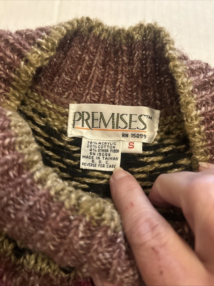 Suéter De Colección Años 80 Púrpura Fair Isle Mujer Talla Pequeña Mezcla de Algodón Cottagecore Nórdico Foto 3 de 4