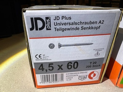 JD Plus Dresselhaus Holzschrauben 4,5x60mm Edelstahl  200St T20 seko  / H2Pal12