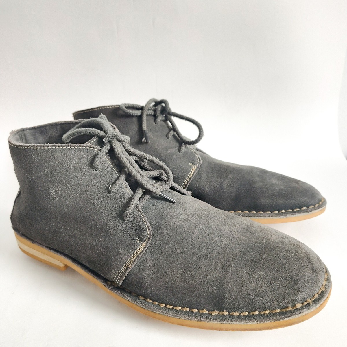 Stacy Adams Gray Suede Chukka Lace-Up Classic Ankle Boots Men's