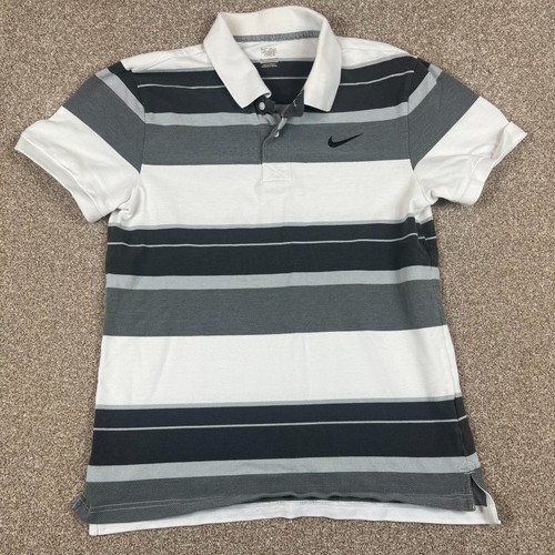 Nike Athletics Dept Polo Shirt Mens S Small Grey White Striped