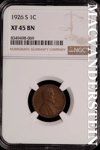 1926-S Lincoln Wheat Cent - NGC XF 45 BN - Scarce  No Reserve  #SLH224