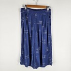 Bamboo Body Pants Womens Size S Blue White Grid Print Cropped Wide Leg Pockets