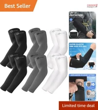 6 Pairs Cooling Nylon Arm Sleeves, UPF 50+ for Sports, Sun Protection Gear