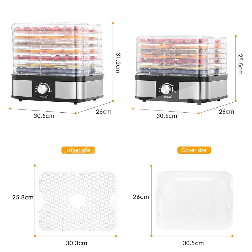 Maxkon Food Dehydrator 7 Trays Beef Jerky Maker Meat Fruit Dryer Stainless Steel - image 4 of 4