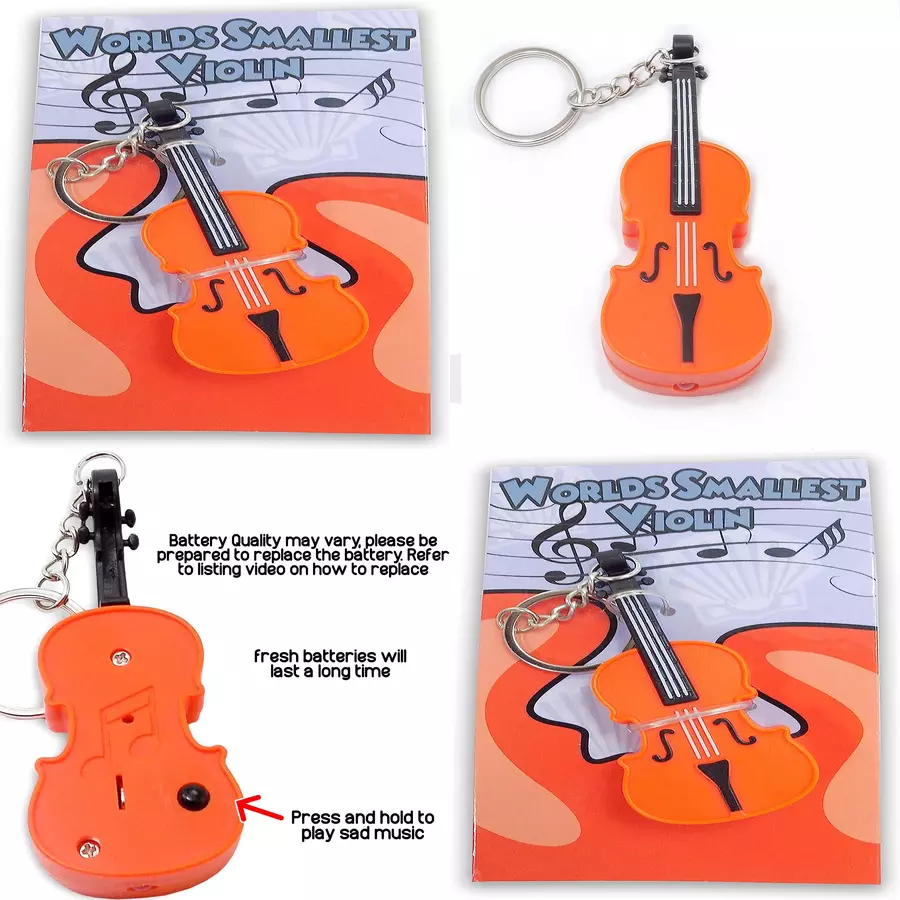 Worlds Smallest Violin Keychain Playable with Music Mini