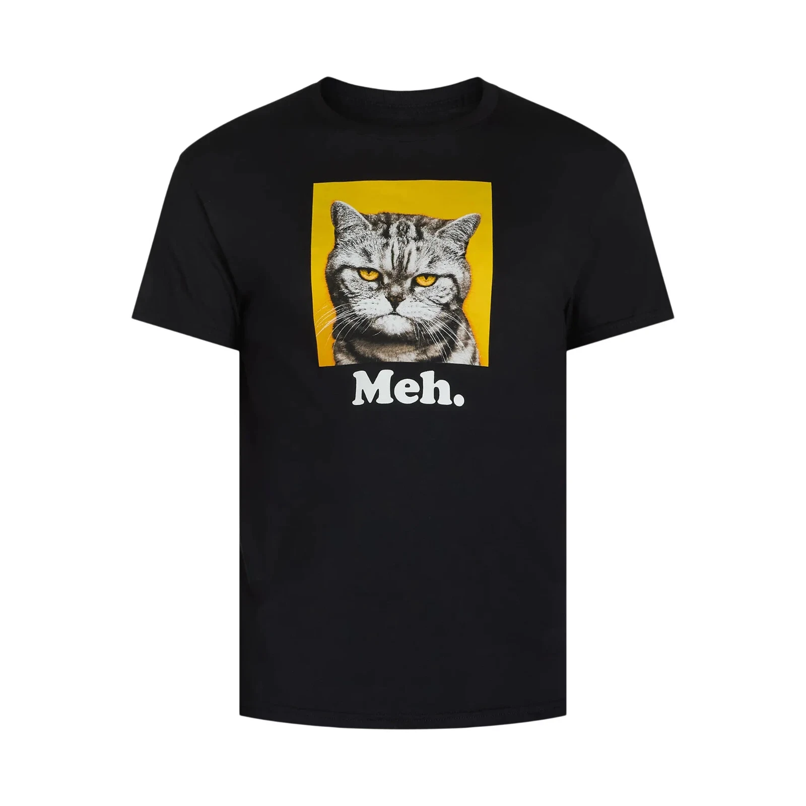 3X-LARGE - Cat Meh Black Graphic T-Shirt
