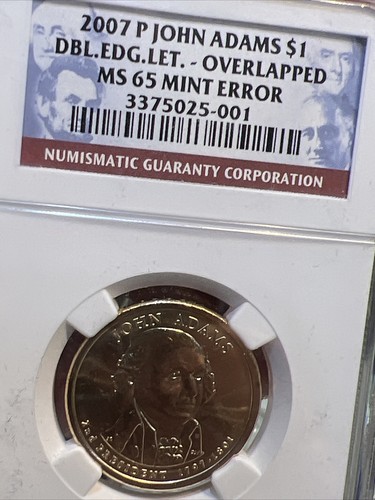 2007 John Adams Double Edge Letter Overlapped Mint Error NGC MS65 - Picture 5 of 5