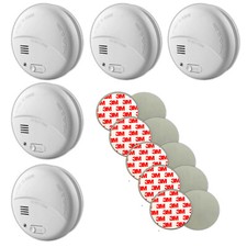5x HEITECH Rauchmelder 85 dB Inkl. 9V Batterie + 3M Klebepad Set Feuermelder