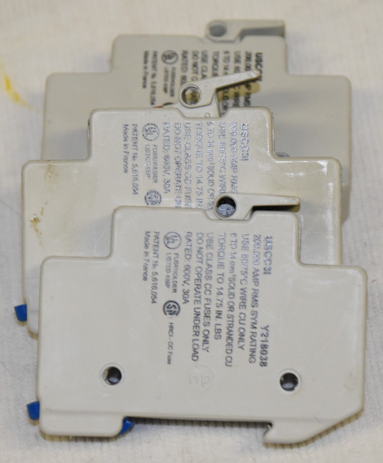 Lot De 5 Porte-fusibles GOULD ULTRASAFE USCC3I (600V, 30A, Classe CC) - Occasion