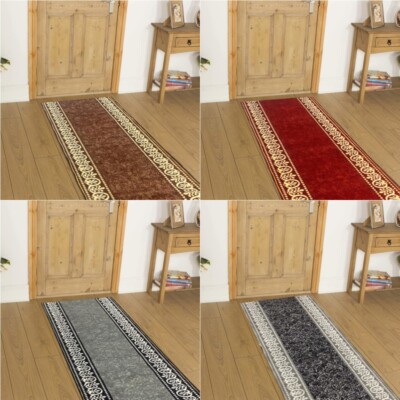 Long Hallway Stair Carpet Traditional Black Hall Stairway Runner - Sold In Foot