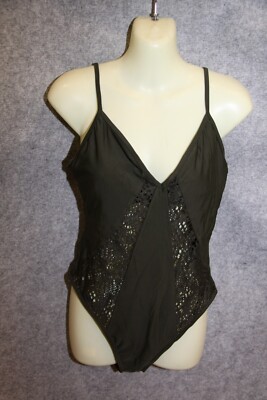 KNAPPER BADEANZUG SCHWIMMANZUG GRÖSSE L OLIVGRÜN MIT SPITZE MIT PADS MOSSIMO