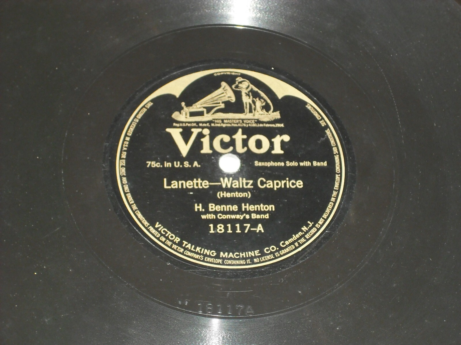 H. BENNE HENTON-Lanette (1916) VICTOR 10" Shellac Single
