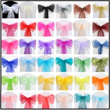 TtS 10-100pcs 22x280cm ORGANZA SASHES Chair Cover Sash Fuller Bow Wedding Party