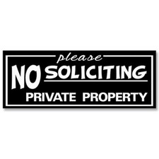 All Quality "Please No Soliciting Private Property" Engraved Sign 3 x 8" Black 